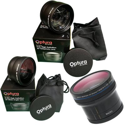 52MM OPTURA HD OPTICS Lenses Kit Included Wide Angle Lens+ 0.16X HD Fisheye Lens+ 2X Telephoto Lens for D5300 D5200 D5100 D3500 D3400 D3300 D3200 D3100 D3000