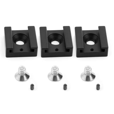 DirectNine Basics for 3 Sets Cold Shoe Mount with 1/4-20 Thread Mounting Screw for Camera Cage Umbrella Flash LED Light Monitor Mic, 8012111409766