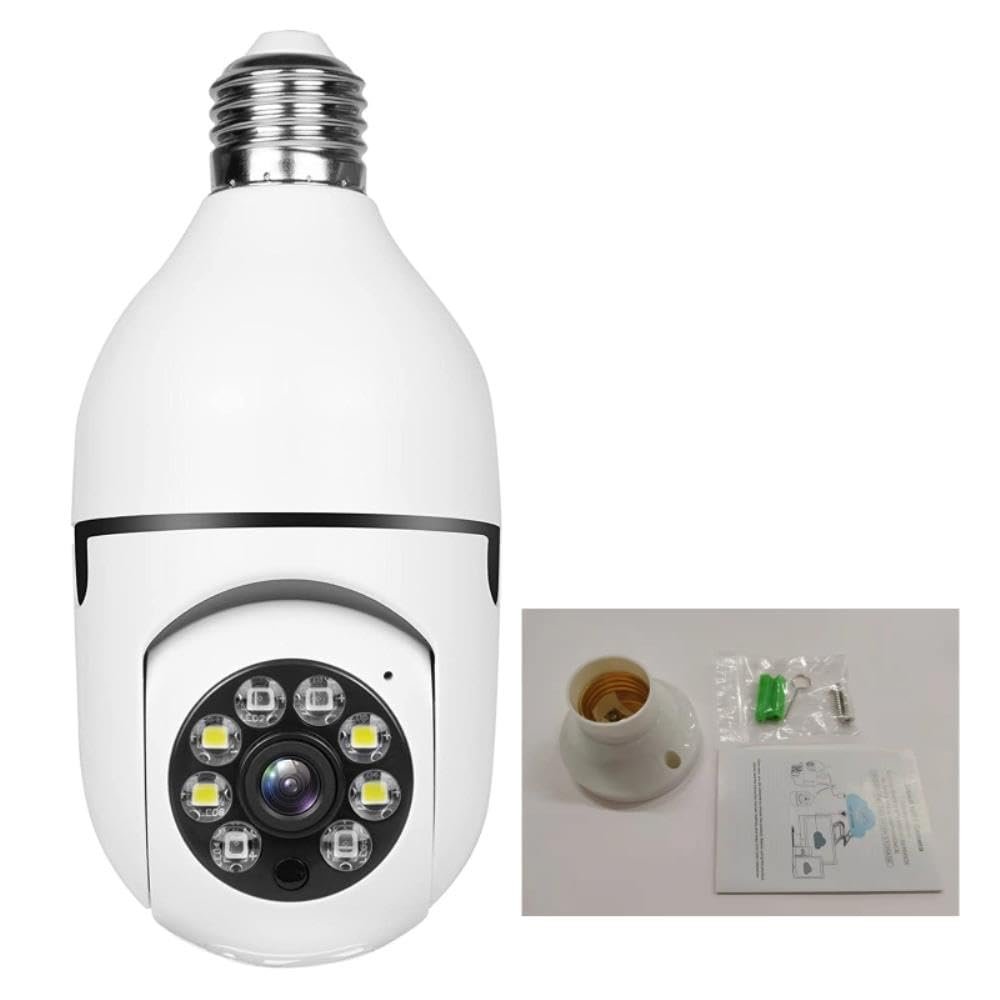 DirectNine Basics for Light Bulb Security Camera 1080P High Definition 360 Degree Panoramic View LeNight Vision APP Remote Viewing, 8012111415071