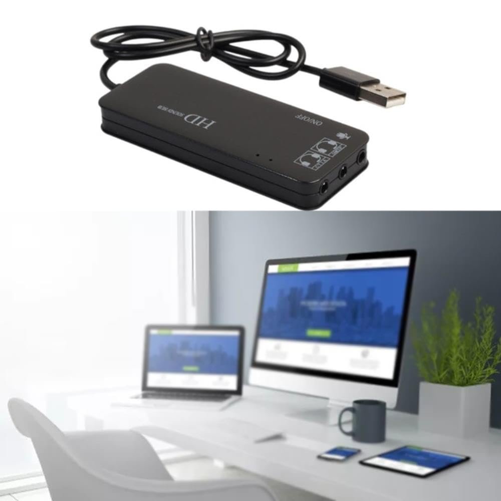 for USB 2.0 Hub 3 Ports USB Sound Card External Stereo Audio 3.5mm with Head and Micro High Speed for Mac