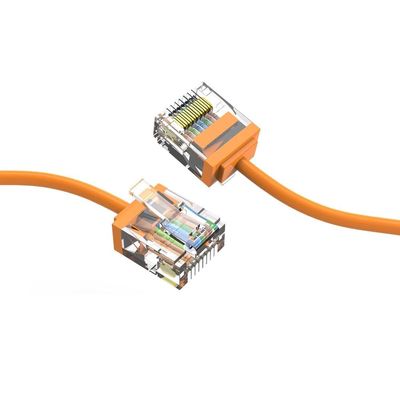 Cable Central LLC Cat6A Super Slim Ethernet Cable 1.5 ft (100 Pack) Orange, Ultra Slim Thin Cat 6A Network Cable, Cat6a Cable, Cat6a Patch Cord for PC, Mac, Laptop, PS4/5, Xbox, Gaming - 1.5 Feet
