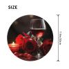 1 Mousepad with Non-Slip Rubber Base 8" Round Mouse-Mat with Stitched Edge Red Rose Wine Glass and Candle Gaming Mousepad for Wireless Mouses Computer Laptop Home Office Desk Pad view 2
