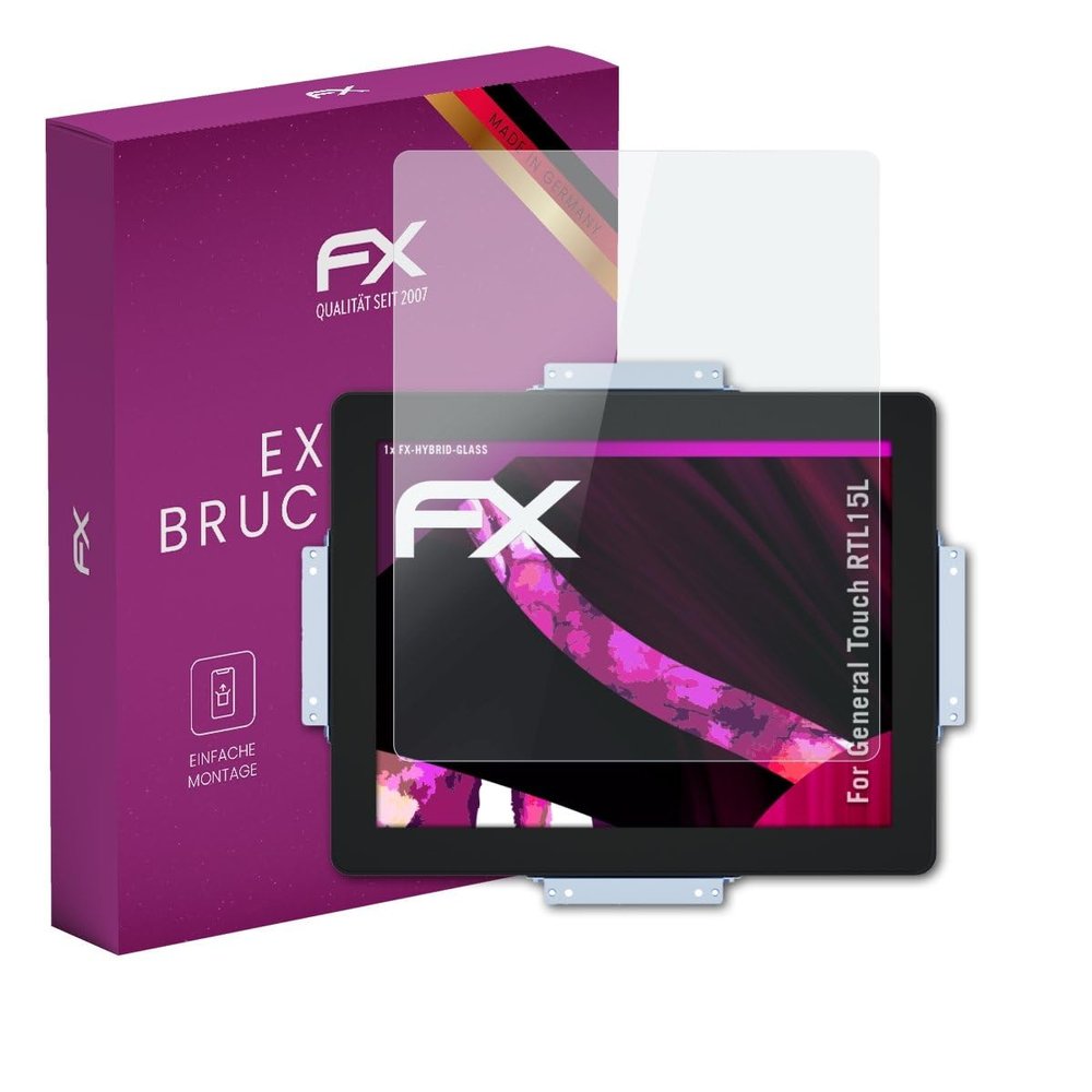 atFoliX Plastic Glass Protective Film compatible with General Touch RTL15L, 9H Hybrid-Glass FX Screen Protector