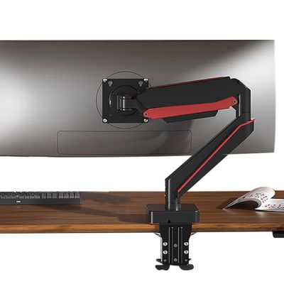 HILLPORT Single Monitor Arm Mount, 13 to 49 Inch Gas Spring Monitor Bracket, Adjustable Stand, Vesa Mount with Clamp and Grommet Base, Fits 4.4 to 44lbs,Max VESA 75 / 100mm, Black A9B