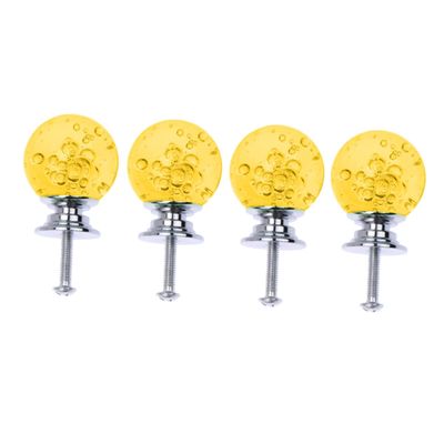 KOMBIUDA 4set Bubble Ball Drawer Knobs Silver Base Chic Yellow Cabinet Handles for Home Office Easy Installation Includes Screws for Modern Decor