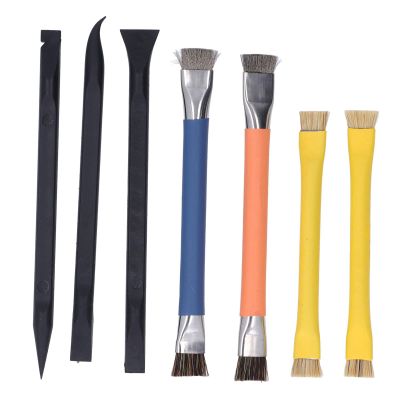 Pry Tool Brush Set 7 Piece Opening Tool, ABS Stainless Steel Electronic Repair Cleaning Kit for Cell Phone Tablet Computer