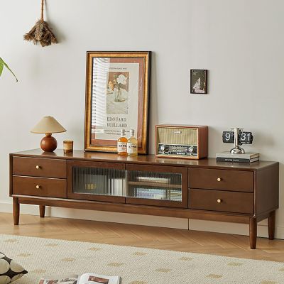 ZDMZR Tv Stand Wood, Tv Stands for Living Room, Tv Stand with Drawers, Farmhouse TV Stand, Entertainment Center with Storage, Media Console for Living Room (Color : Walnut Color)