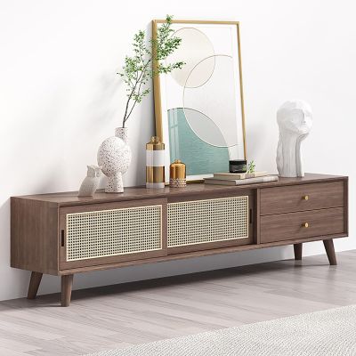 ZDMZR Tv Stands for Living Room, Tv Stand Wood, Farmhouse TV Stand, Entertainment Center with Storage, Media Console for Living Room (Color : Walnut, Size : 140cm/55in)