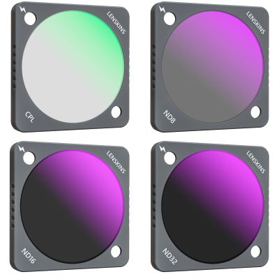 LENSKINS 4-Pack Lens Filter Set ND8 ND16 ND32 CPL for DJI Action 2 Camera, QR Magnetic Design ND CPL Filter Kits Lens Protector Accessories for DJI Action 2 Vlogging Shooting Photography