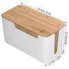 Cable Management Box, Small with A Wooden Wire Router Plug Board Storage Cable Box White Management Small Wooden Extension Organizer Handmade Power Strip for TV Computer USB Hub view 4