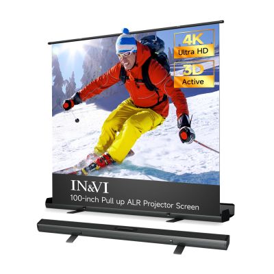 Portable ALR Manual Pull Up Projector Screen,100 in Outdoor Projector Screen 178Viewing Angle Portable Movie Screen 3D/4K HD 16: 9 Wrinkle-Free Design for Movie Home Theater Backyard Night