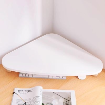 BBHW Corner Monitor Stand Triangle White Monitor Stand Riser, Solid Wood Computer Screen Elevator, Plant/Laptop/Printer Corner Storage Rack, Easy to Assemble