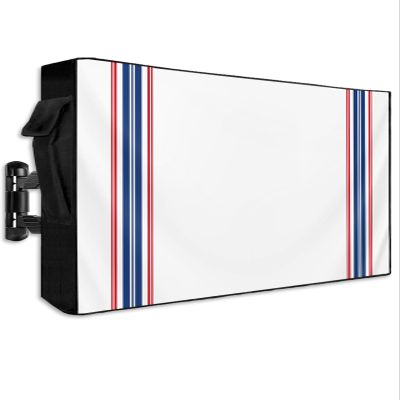 Outdoor TV Cover for 52-55 Inch TV, Waterproof & Dustproof TV Screen Protector Weatherproof American Flag Red and Blue Stripes TV Cover with Pocket for Outside Flat Screen TV