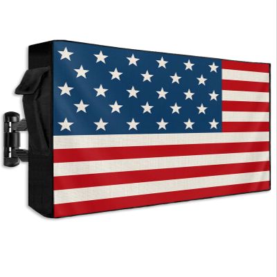 Outdoor TV Cover for 52-55 Inch TV, Waterproof & Dustproof TV Screen Protector Weatherproof Independence Day USA Pentagram Flag TV Cover with Pocket for Outside Flat Screen TV