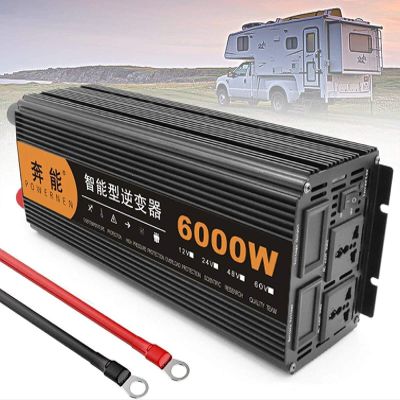 3200W 4000W 5000W 6000W 8000W 9000W 12000W 15000W Pure Sine Wave Inverter 12V24V to 220V V car Converter,2 AC UK Outlets, Port- l-for Trucks, Camping, Emergencies, etc. (Color : 12V, Size : 6000W)