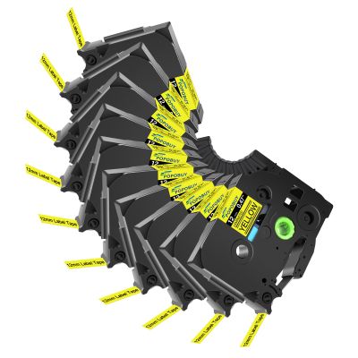 POPOBUY TZ TZe 12mm 0.47 Laminated Yellow Tape Compatible for Ptouch TZ631 TZ-631 TZe-631 TZe631 Label Tape for PTD210 PTD400 PTD220 PTH110 Label Maker, 10 Pack Black on Yellow