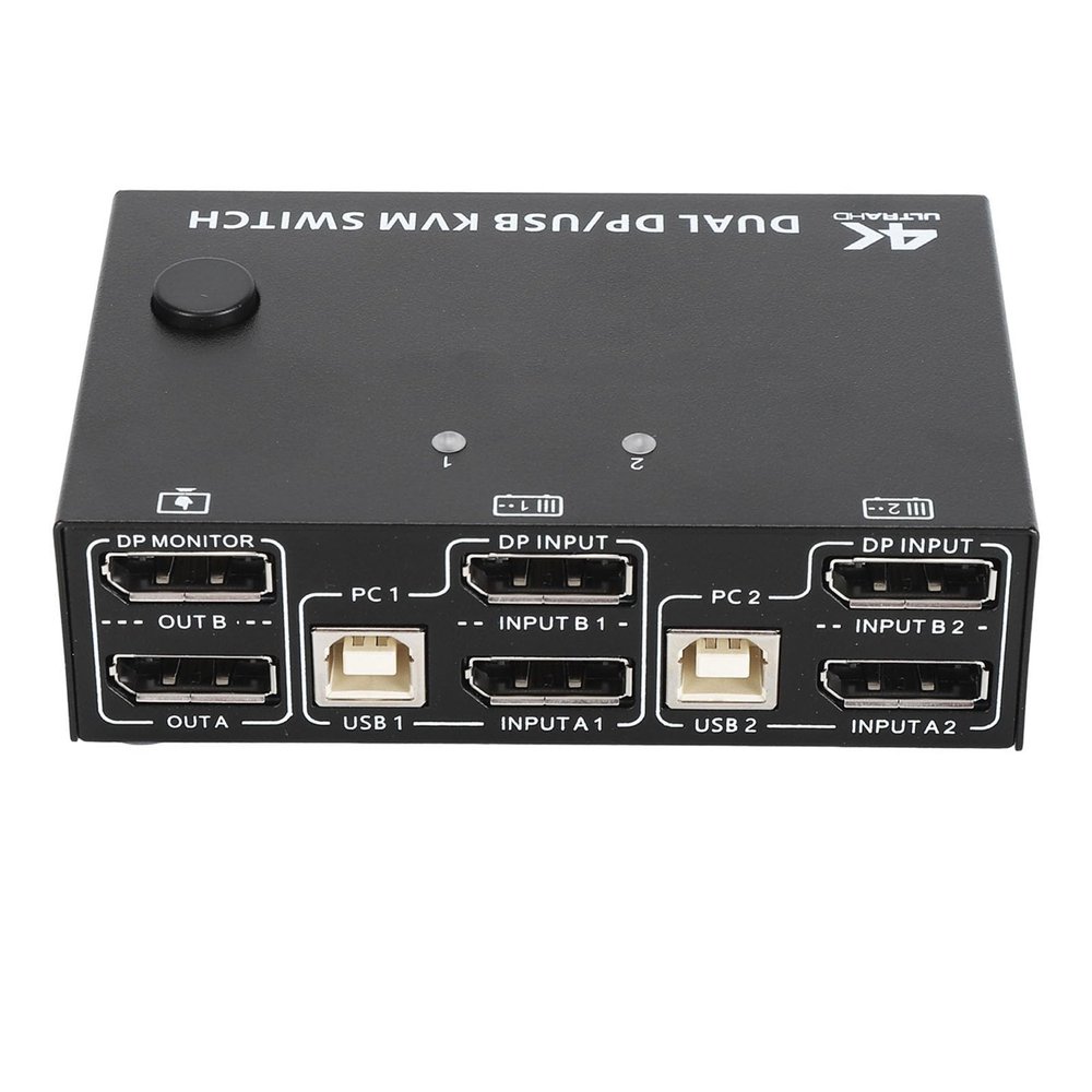 Zunate DisplayPort KVM Switch Dual Monitor, 8K KVM Switch 2 Monitors 2 Computers DisplayPort, USB 2.0 Port 2 in 2 Out DisplayPort,1.4 Dual Monitor KVM Switch