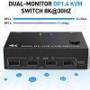 Zunate DisplayPort KVM Switch Dual Monitor, 8K KVM Switch 2 Monitors 2 Computers DisplayPort, USB 2.0 Port 2 in 2 Out DisplayPort,1.4 Dual Monitor KVM Switch view 4