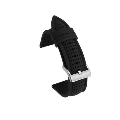 WUURAA 18mm 20mm 22mm 24mm Silicone Sport Strap Waterproof Rubber Men Replacement Band for Samsung S3 for Huawei Watch GT2 46mm for Amazfit GTR (Color : Black silver, Size : 24mm)