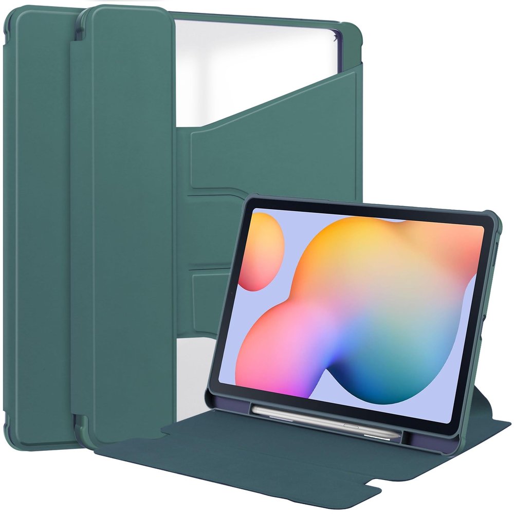 Protective Tablet PC Case Clear Back Case Compatible with Samsung Galaxy TAB S6 Lite SM-P610/P615 with Pen Holder, 360 Degree Swivel Stand Folio Flip Smart Tablet Cover Auto Sleep/Wake Tablet Case ( C