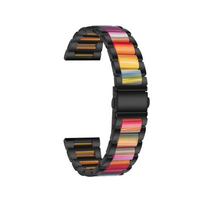 22mm 20mm Strap Alloy with Resin Bracelet for Garmin Watch Band Venu 3 2 1/Venu2 Plus/SQ/Vivoactive 4 Metal Belt (Color : Black Style1, Size : For Vivoactive 4)