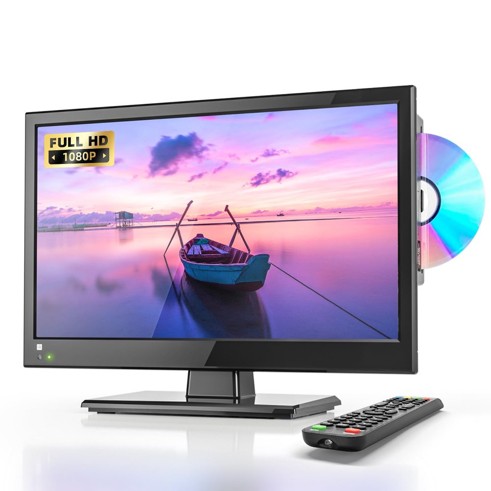 Desobry 16 INCH TV with DVD Player Built in 1080P LCD TV DVD Player Combo with HDMI USB Monitor for Home, Kitchen, RV Camper, or Office,RV TV