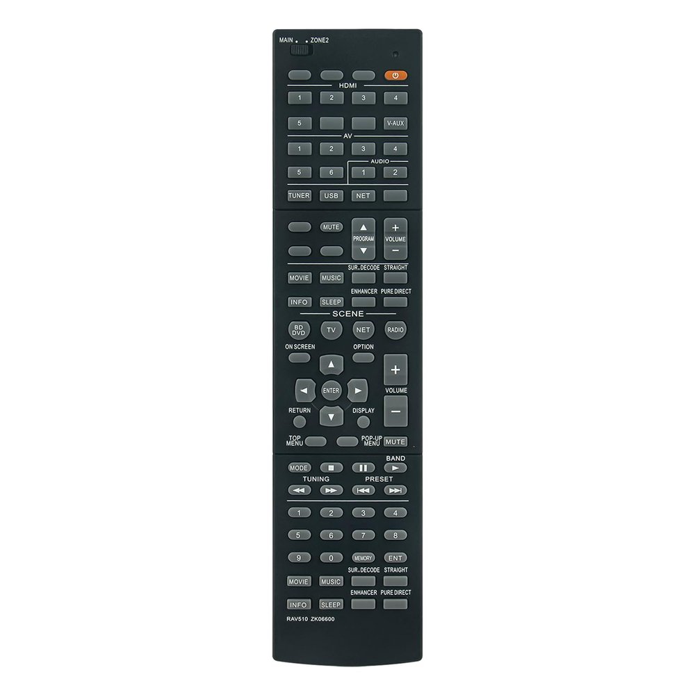 AIDITIYMI RAV510 ZK06600 Replacement Remote Control Compatible with Yamaha Home Theater Audio Receiver RX-A740 RX-V677 RX-A740BL RXA740 RXV677 RXA740BL, Black