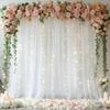 10x10ft White Tulle Backdrop Curtain with Lights String for Parites, Sheer Photo Backdrop Drapes with Lights for Wedding Ceremony Reception Baby Shower Bridal Shower Birthday Party view 1