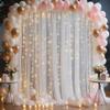 10x10ft White Tulle Backdrop Curtain with Lights String for Parites, Sheer Photo Backdrop Drapes with Lights for Wedding Ceremony Reception Baby Shower Bridal Shower Birthday Party view 3