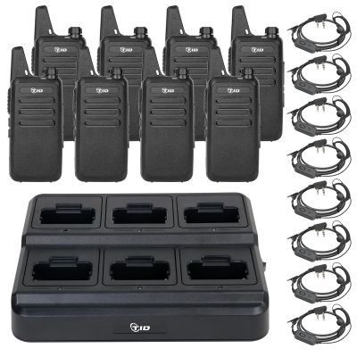 TIDRADIO TD-M8s Walkie Talkies for Adults with Earpiece (8 Pack) Long Range Two Way Radio with 6 Way Multi Gang Charger and USB Charger for Warehouse Business Church and Retail