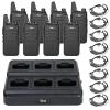 TIDRADIO TD-M8s Walkie Talkies for Adults with Earpiece (8 Pack) Long Range Two Way Radio with 6 Way Multi Gang Charger and USB Charger for Warehouse Business Church and Retail view 1