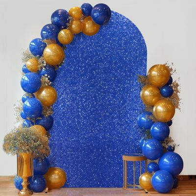 Bling Royal Blue Arch Cover, 6 FT Sequin & Fabric Arch Backdrop Round Top Chiara Backdrop Stand Covers for Birthday Party Ceremony Baby Shower Banquet Decoration