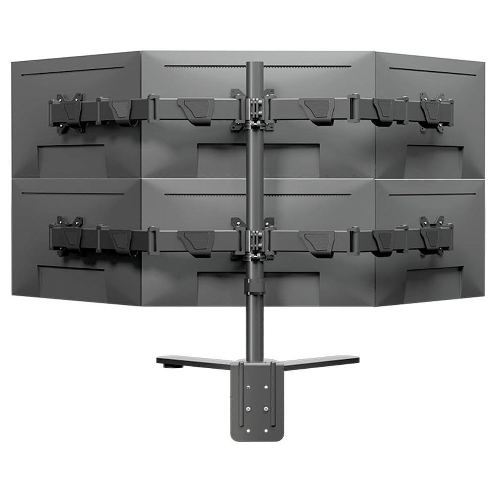 HILLPORT Hex Six Monitor Desk Mount Arm, 6 Screen Fully Adjustable Bracket Stand Fits Screens up to 32 inch, 19.8 lbs Weight Capacity per Screen, Black HLX35JX-6P
