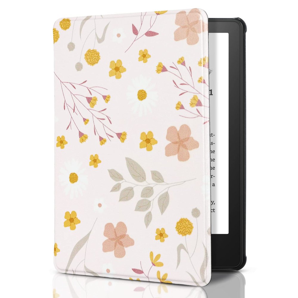 CoBak Clear Case & Hand Strap for Ebook 11th Gen 2021-Lightweight Scratch-Proof Silicone Back Cover.Pastel Daisy-15-2402190954-T