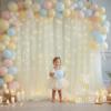 10x10ft Ivory Tulle Backdrop Curtain with Lights String for Parites, Sheer Photo Backdrop Curtains with Lights for Christmas Wedding Ceremony Reception Bridal Shower Baby Shower Birthday Party view 2