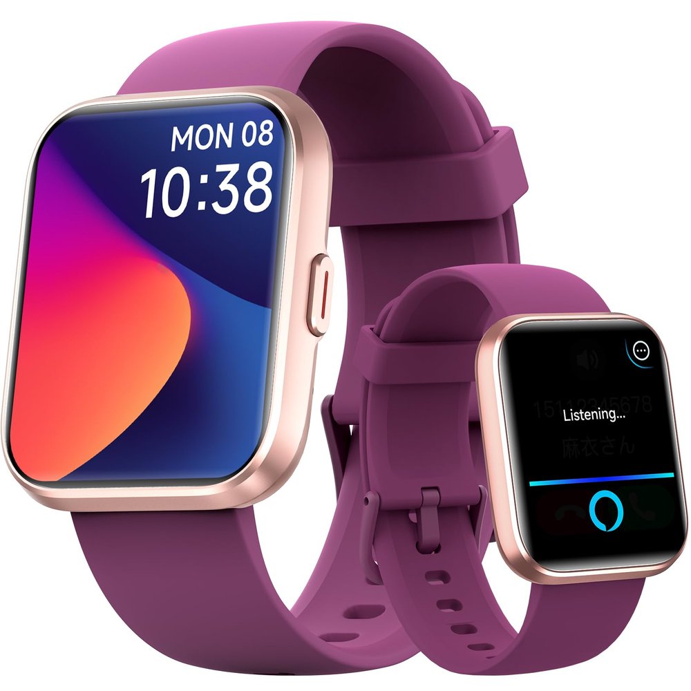 Fitpolo Smart Watches for Men/Women, 1.8'' Alexa Built-in Fitness Tracker Watch with Bluetooth Calls, IP68 Waterproof, Heart Rate/Sleep/SpO2/Stress Monitor, 110 Sport Modes for Android & iPhone