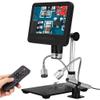 HJRHZM 50x Magnification Digital Microscope, with Endoscope Stent, 7.0 Inch Screen, 1080P Video Microscope, for Circuit Board Repair Soldering PCB Coins view 1