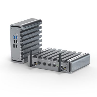 VENOEN Firewall Micro Appliance 2.5Gbe Mini PC N100, VPN Router PC 8G DDR5 RAM 128G SSD, Fanless Mini PC Network Security Server, HD, DP, 4 x i225 NICs, WiFi, SIM-Slot, Win 11/Firewall Software