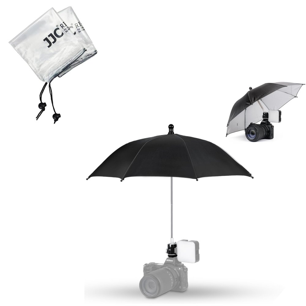 Camera Rain Cover + Upgrade Camera Hot Shoe Umbrella: 2 Pack Camera Rain Cover with Camera Rain Umbrella with Height Adjustable Design & Cold Shoe Mount