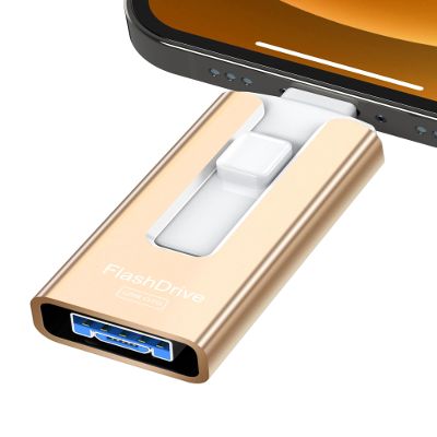 USB Flash Drive 512GB, Photo Stick Memory External Data Storage Thumb Drive Compatible for Phone, Pad, Android, PC and More Devices (Gold)