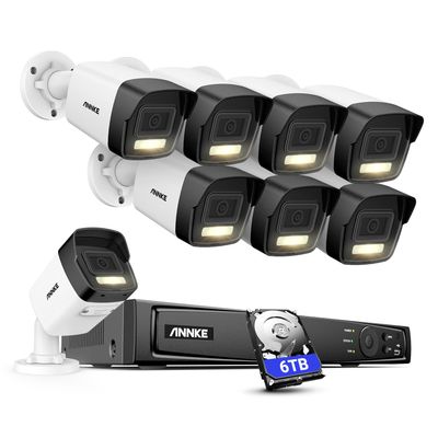 ANNKE 12MP Outdoor IP Camera, 8CH 12MP NVR with 6TB HDD, 4pcs 12MP Security Cameras with Mic, Smart Dual Light, Color Night Vision, Upgraded Human&Vehicle Detection, H265+, IP67 Waterproof