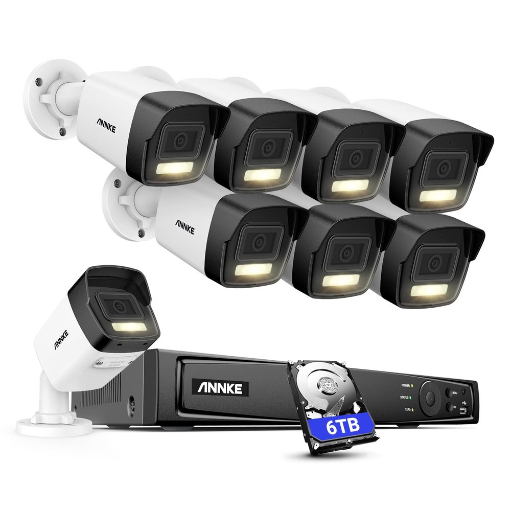 ANNKE 12MP Outdoor IP Camera, 8CH 12MP NVR with 6TB HDD, 4pcs 12MP Security Cameras with Mic, Smart Dual Light, Color Night Vision, Upgraded Human&Vehicle Detection, H265+, IP67 Waterproof