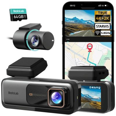 BOTSLAB 4K Dash Cam Front and Rear, 170 Ultra Wide 4K+2K Dashcam with ADAS, Night Vision, 24/7 Parking Mode, Sony STARVIS Sensor, WDR, Free 64GB SD Card, 5.8GHz WiFi, Built-in GPS, Loop Recording