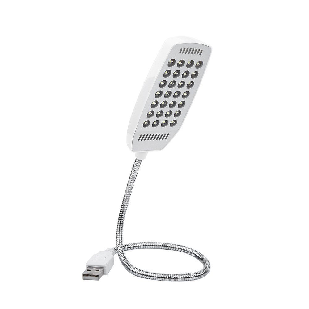 Gavigain 5V Flexible Gooseneck L:amp, Mini USB Charging 28 LED Portable Reading Light Computer Lamp with Switch (White)