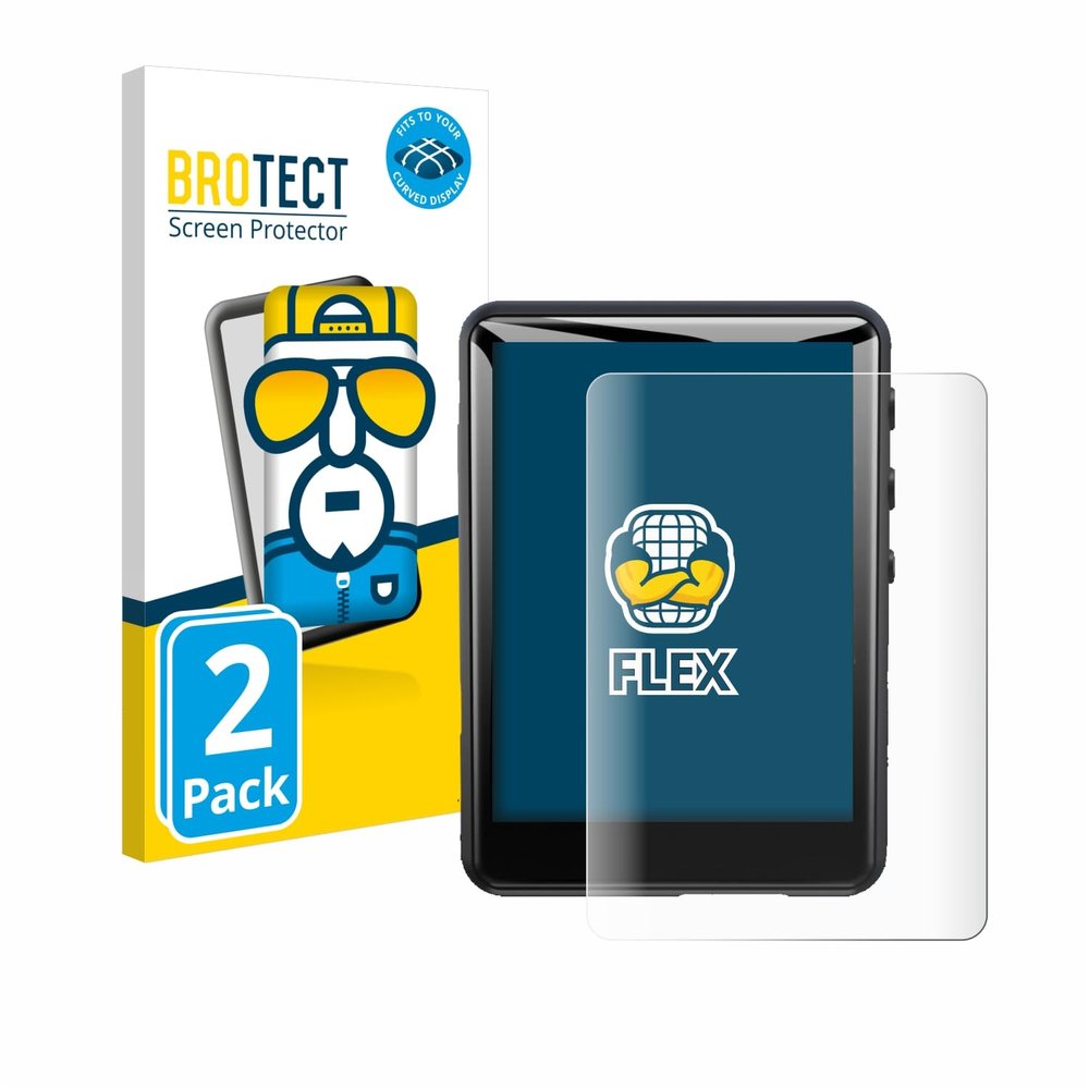 brotect 3D Curved Screen Protector for Zaqe MP3 Player M4 (64GB 2,4") (2 Pack) - Full Screen Coverage