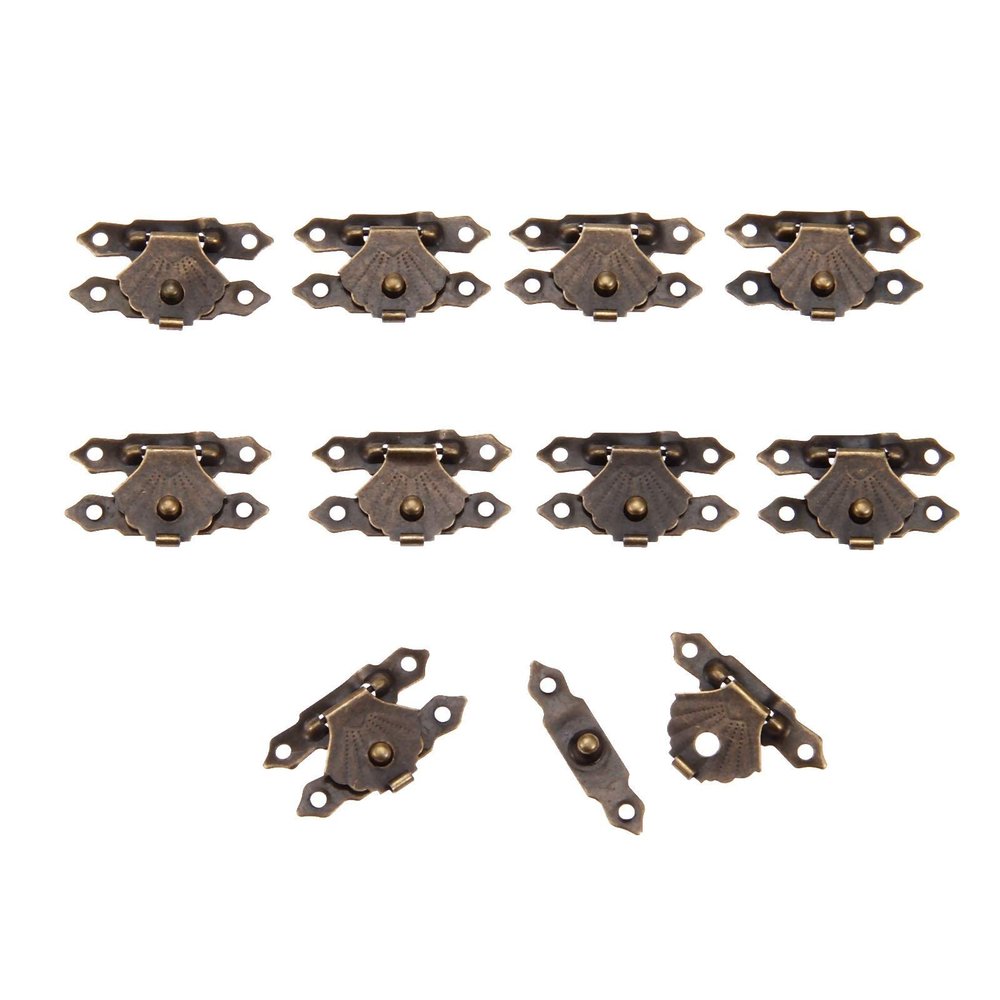 FVJKNWTY 10Pcs Household Box Latch Hasps Antique Iron Jewelry Padlock Hasp Locked Wooden Wine Gift Box Handbag Buckle Multifunction Hardware Accessories (Color : 30x18mm)