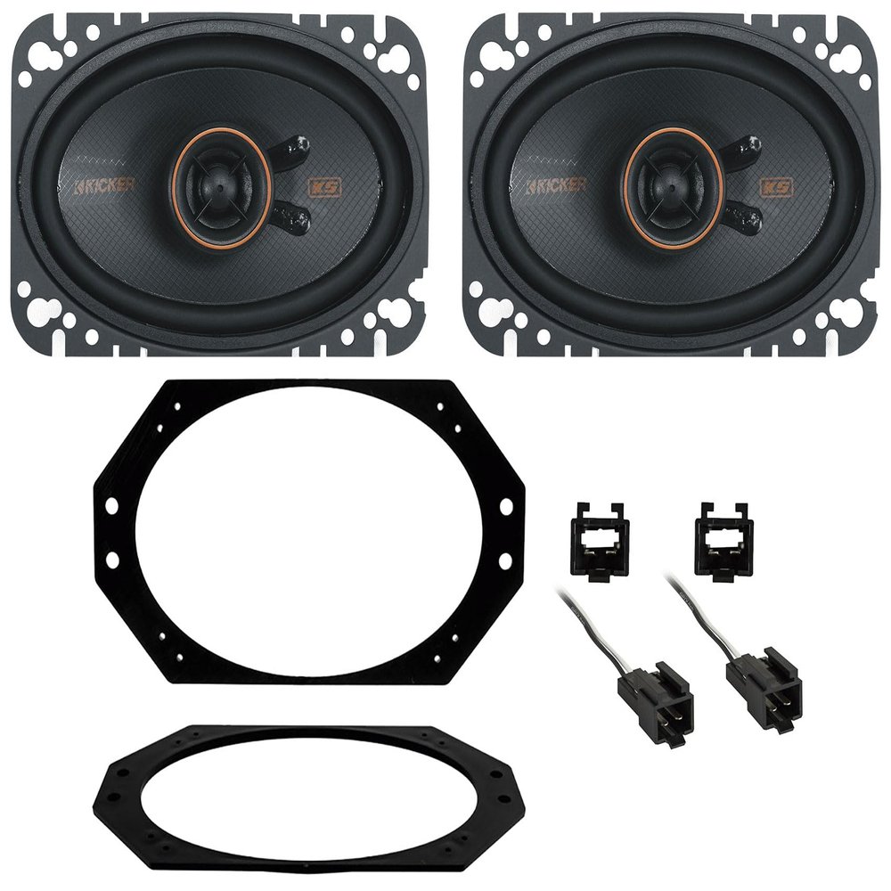 Audiosavings Bundle: (1) Pair Kicker 51KSC4604 RMS Car Audio Speakers Bundle with (1) Metra 82-1011 Speaker Mounting Bracket Plate & (1) Metra 72-6512 Speaker Harness Connector (Items 3)
