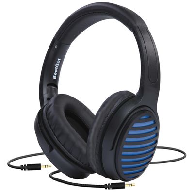 BESTGOT 772D Headphones Wired, Over-Ear Headphones Foldable Corded Stereo 3.5mm (Black/Blue)
