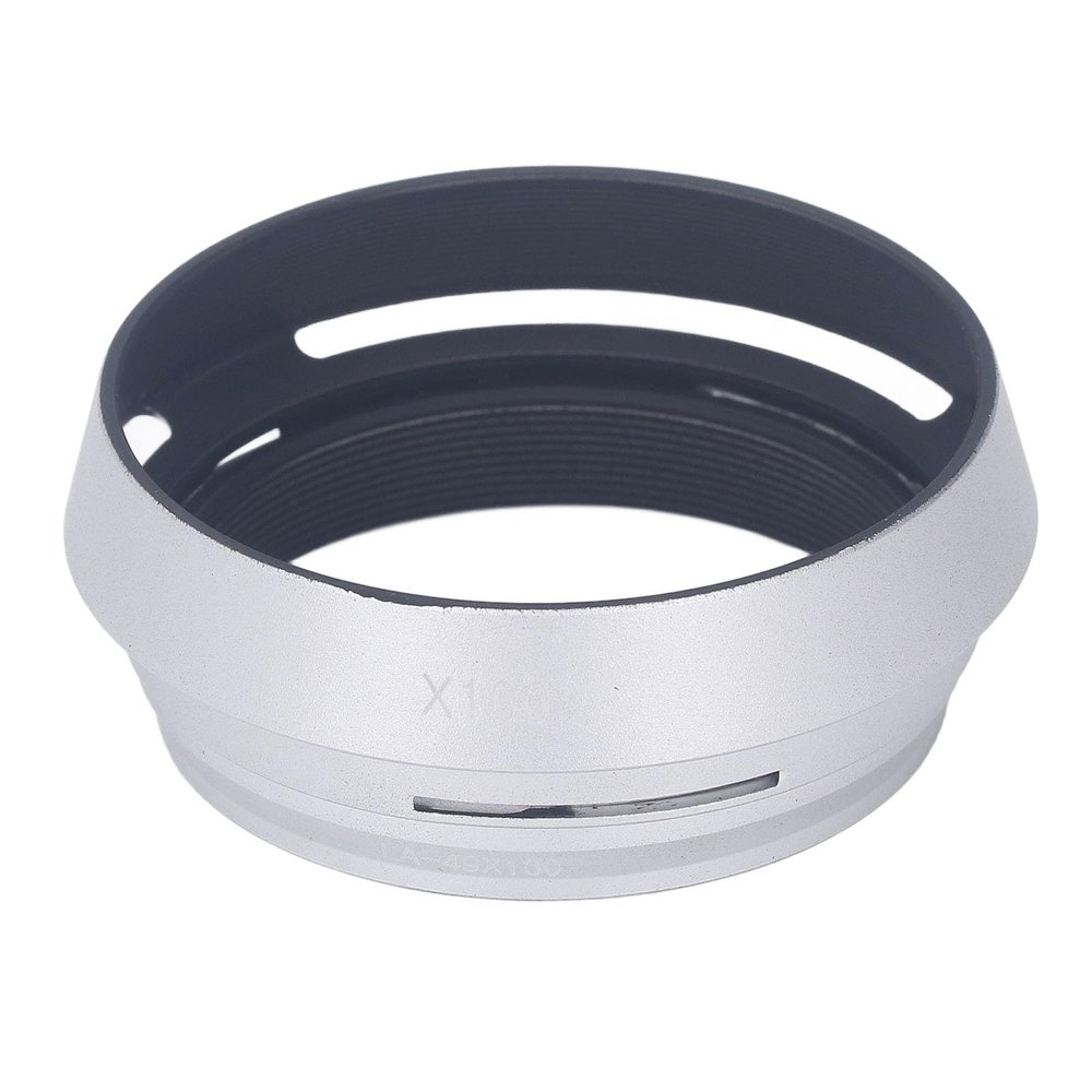 49mm Lens Hood, Aluminum Silver Matte Camera Lens Hood Shade with Adapter Ring, 49mm Lens Hood for X100 X100S Camera