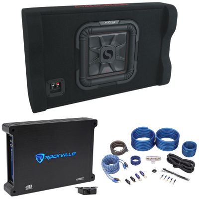 Audiosavings Bundle: (1) Kicker 49L7TDF102 L7TDF 10" L7T Subwoofer Bundle with (1) Rockville dB12 Mono 2 Ohm Amplifier & (1) Rockville RWK41 Wiring Installation Wire Kit with RCA's (3 Items)